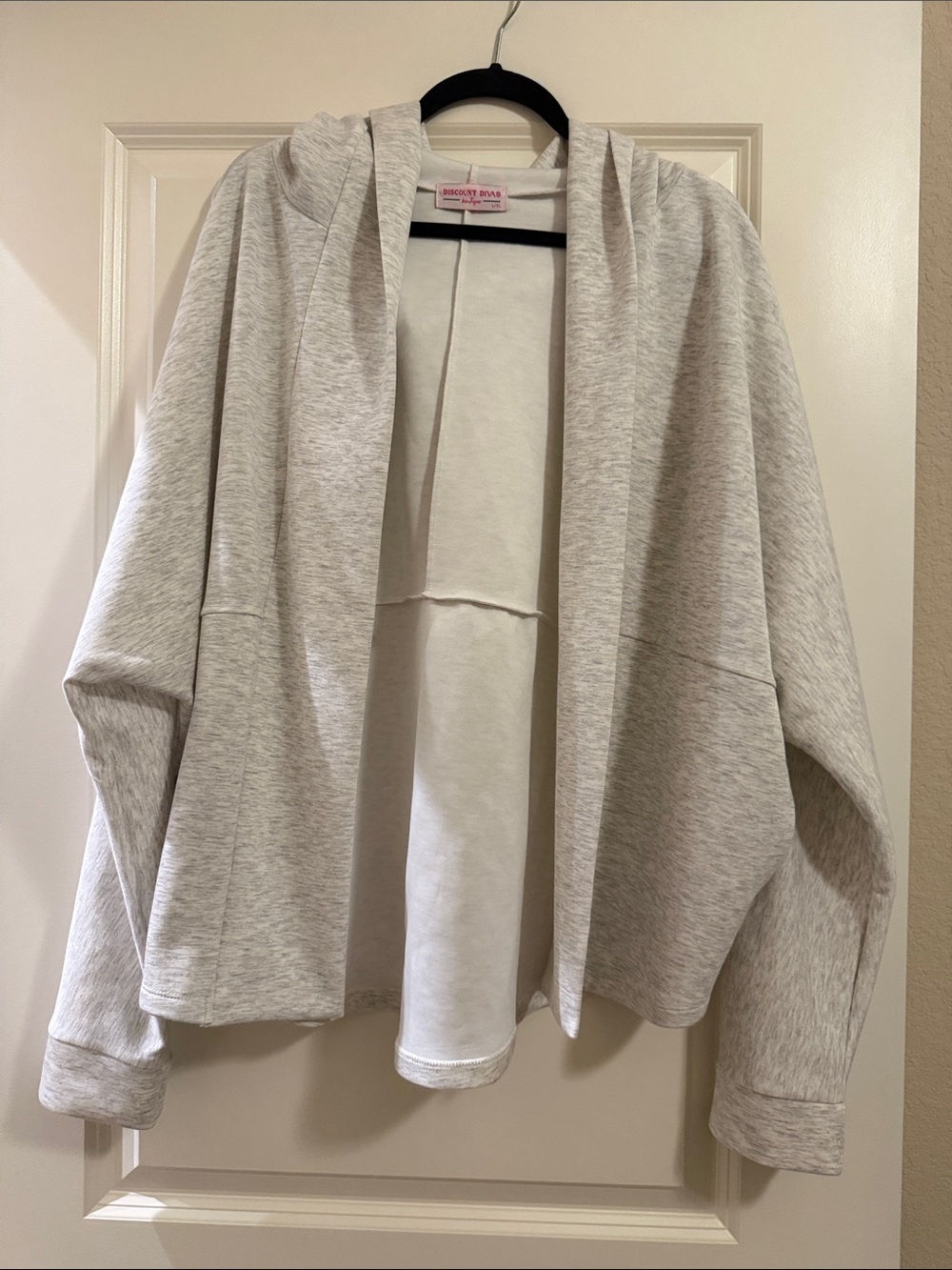 Dainty Hooligan Heather Light Gray Open-Front Hooded Cardigan- Scuba Fabric